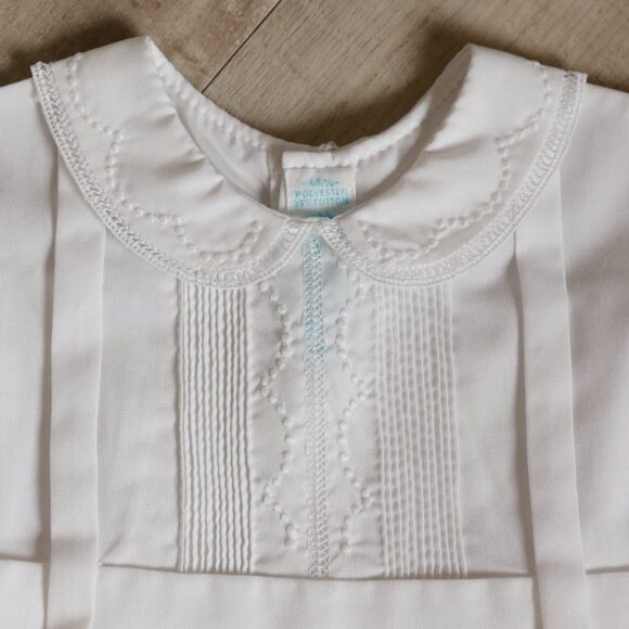 Vintage White Belted Creeper Romper Feltman Brothers Newborn Special Collar - Picture 2 of 5